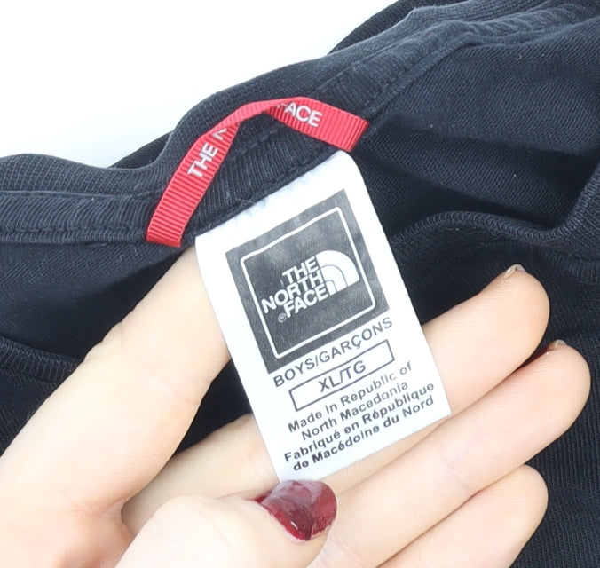 The North Face Boys Black XL Regular Fit Logo Cotton T-Shirt