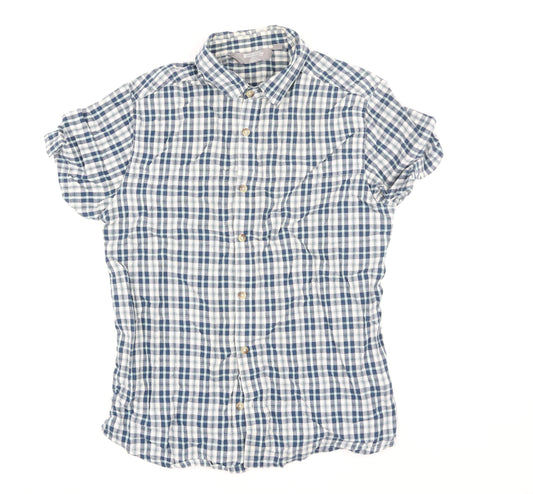 Mountain Warehouse Men's Blue Check Short Sleeve Cotton Shirt M