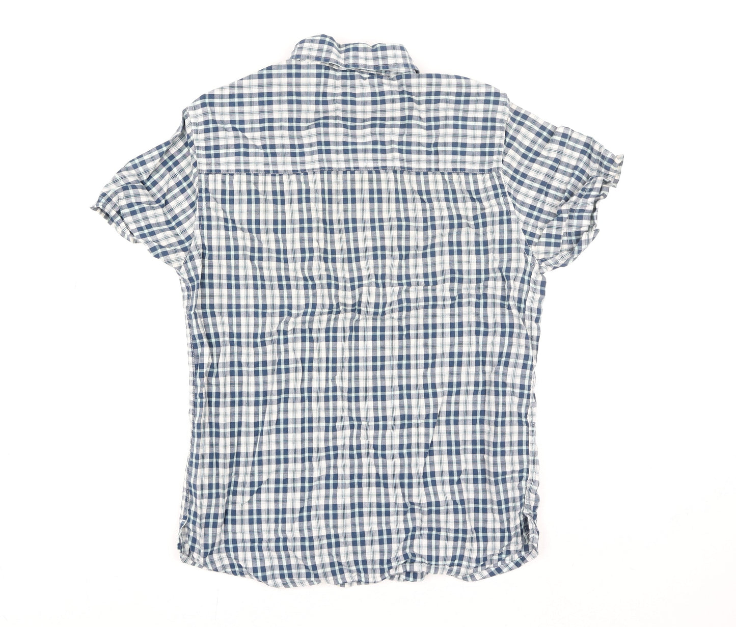Mountain Warehouse Men's Blue Check Short Sleeve Cotton Shirt M