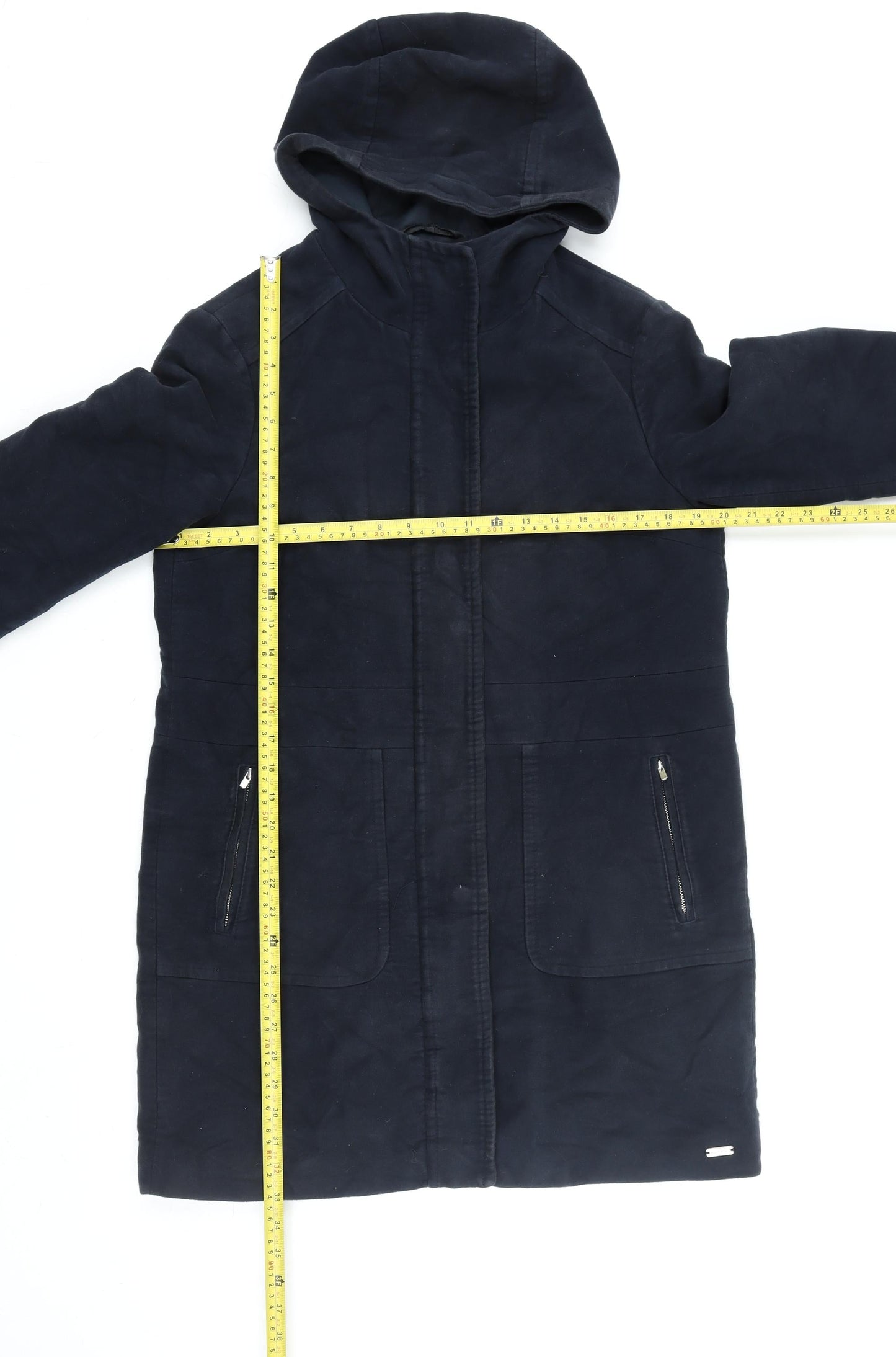 White Stuff Women's Blue Hooded Parka Coat Size 10