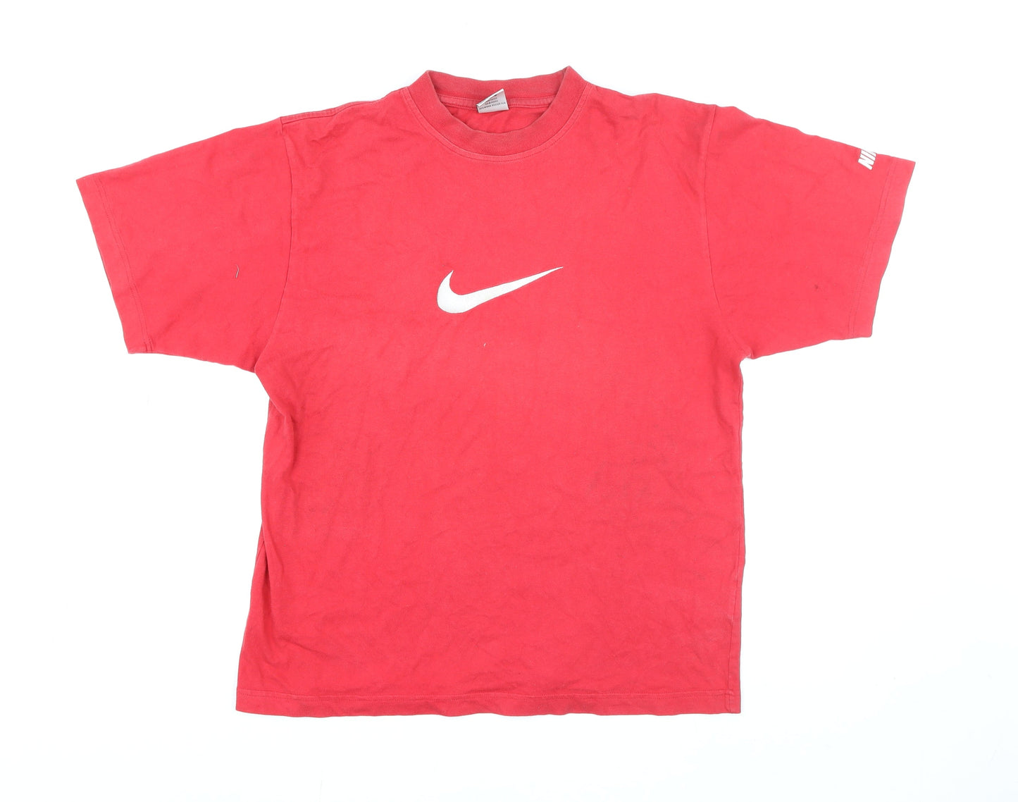 Nike Men's Red Small Regular Fit Cotton Logo Sports T-Shirt