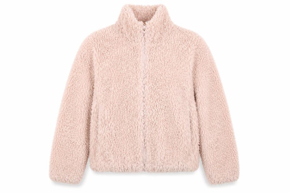 Dorothy Perkins Women Pink Faux Fur Full Zip Hoodie UK 16