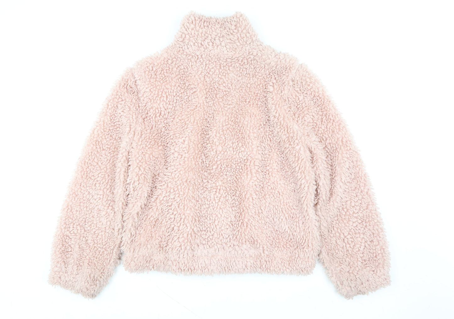 Dorothy Perkins Women Pink Faux Fur Full Zip Hoodie UK 16