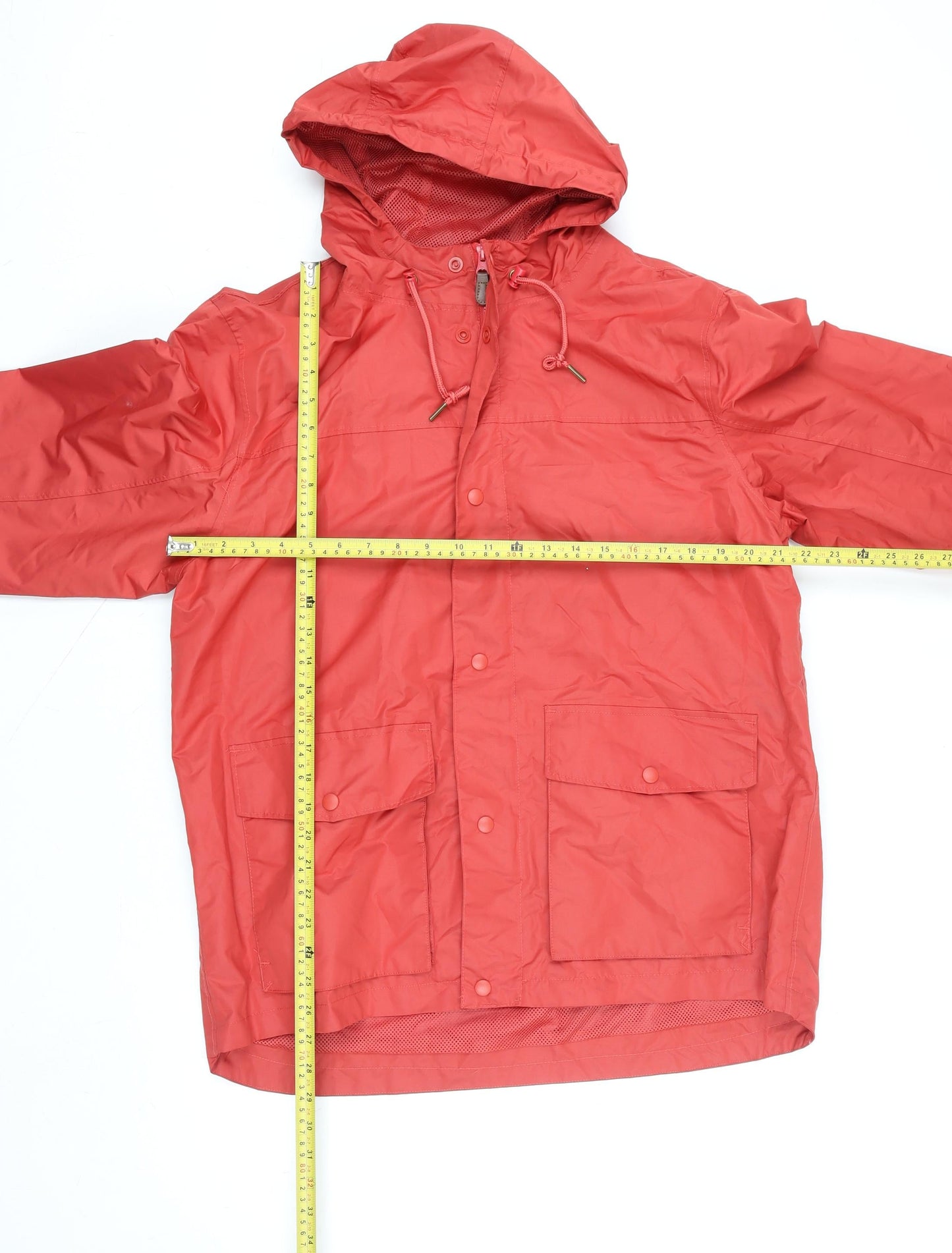 Cotton Traders Mens Red Waterproof Hooded Rain Coat Jacket L