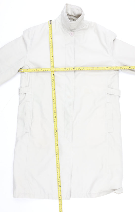 Dannimac Women's Beige Mid-Length Rain Coat M Lined Belted Waterproof