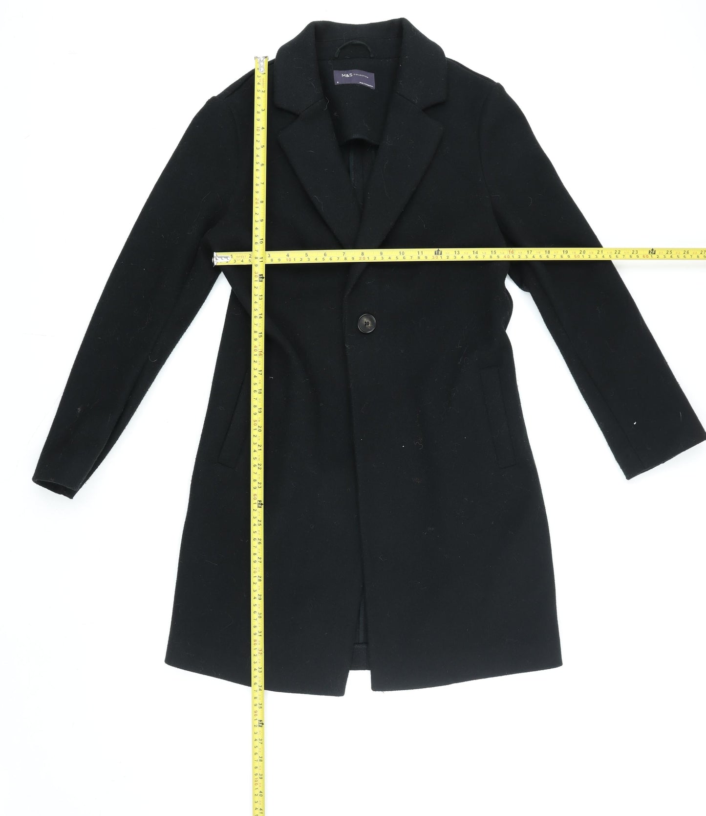 Marks and Spencer Women's Black Size 8 Classic Mid-Length Overcoat