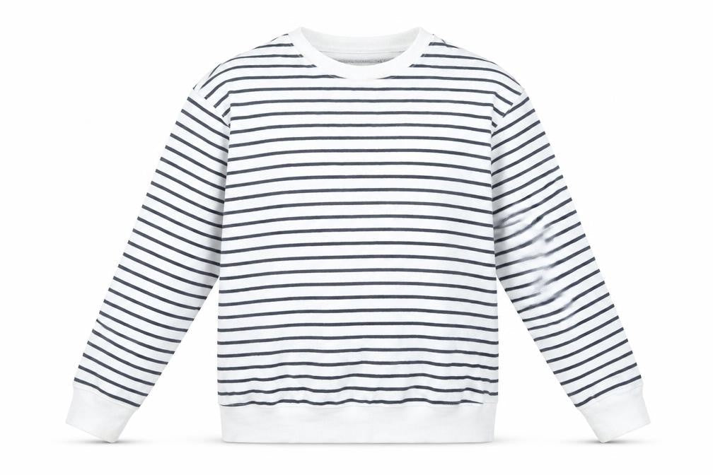New Look Women’s White Striped Pullover Sweatshirt Size M