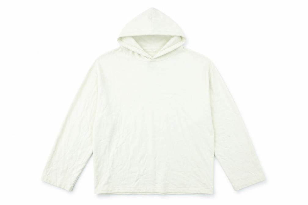 Front view of ASOS DESIGN Men’s Ivory Pullover Hoodie M Graphic Silver Lake USA