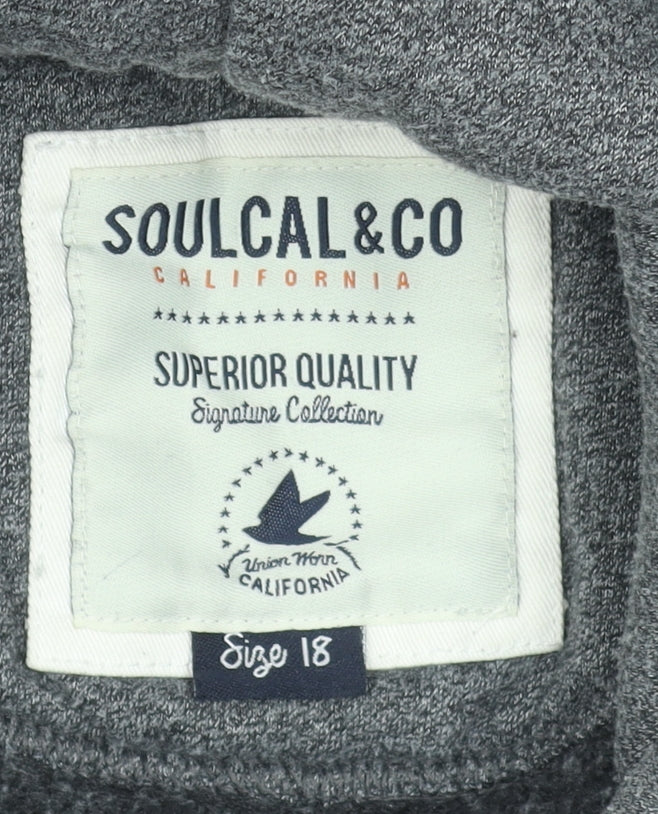SoulCal & Co Women Grey Full Zip Hoodie Size 18 Cotton Blend Casual