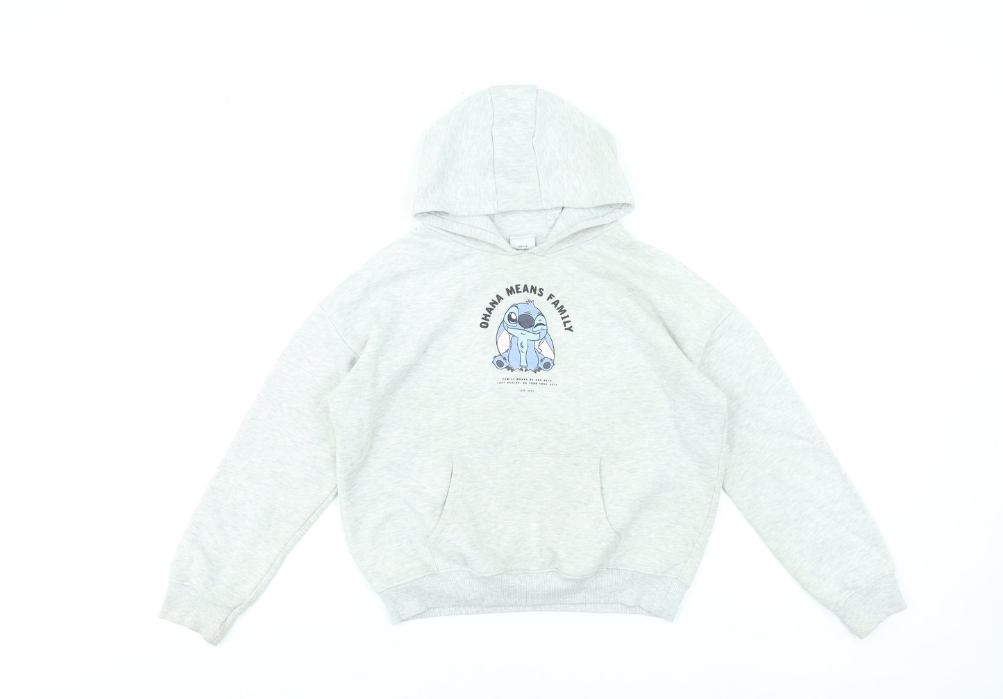 George Girls Grey Stitch 'Ohana Means Family' Pullover Hoodie 9-10 Years