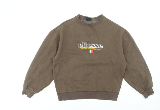 Ellesse Mens Brown Embroidered Logo Pullover Sweatshirt Size M