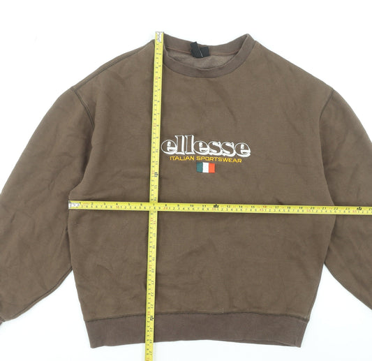 Ellesse Mens Brown Embroidered Logo Pullover Sweatshirt Size M