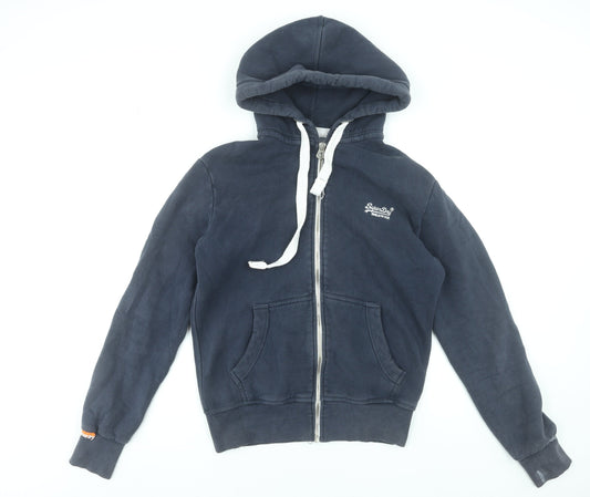 Superdry Men's Blue Full Zip Hoodie Medium Cotton Blend