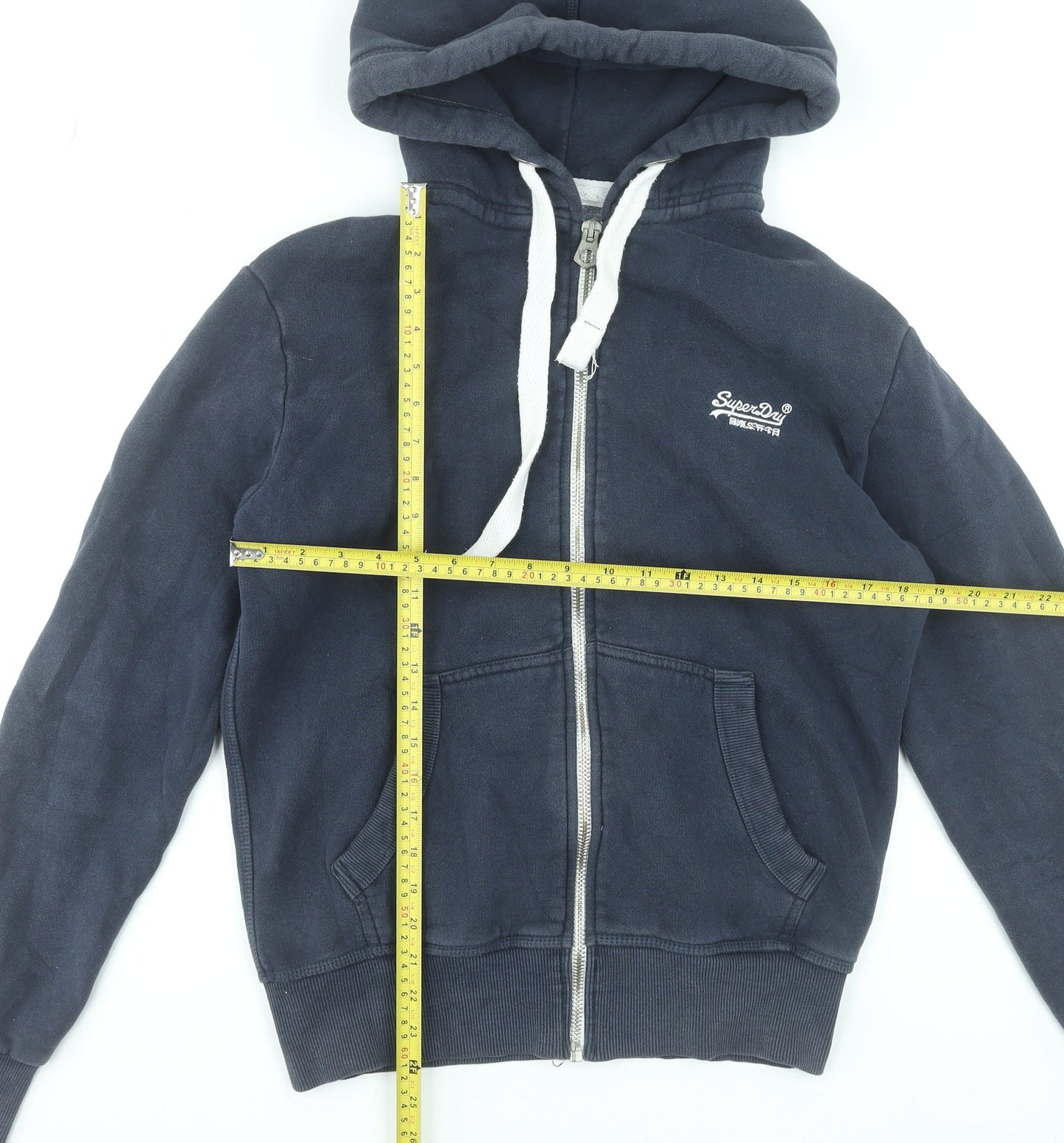 Superdry Men's Blue Full Zip Hoodie Medium Cotton Blend