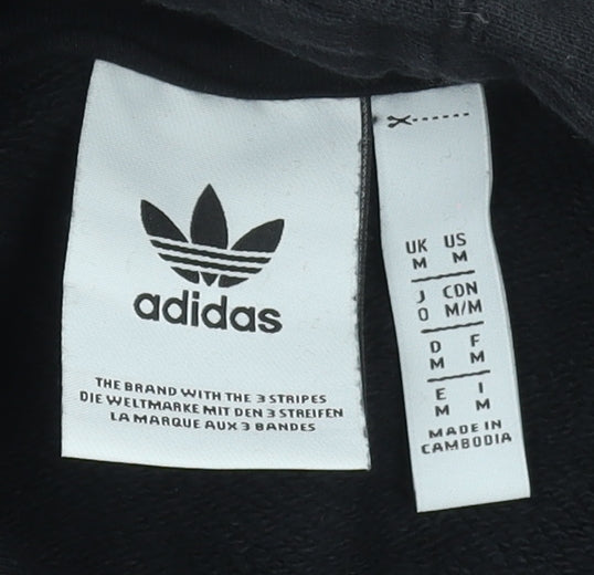 Adidas Men's Black Pullover Hoodie Size M Sports Fleece Sweatshirt