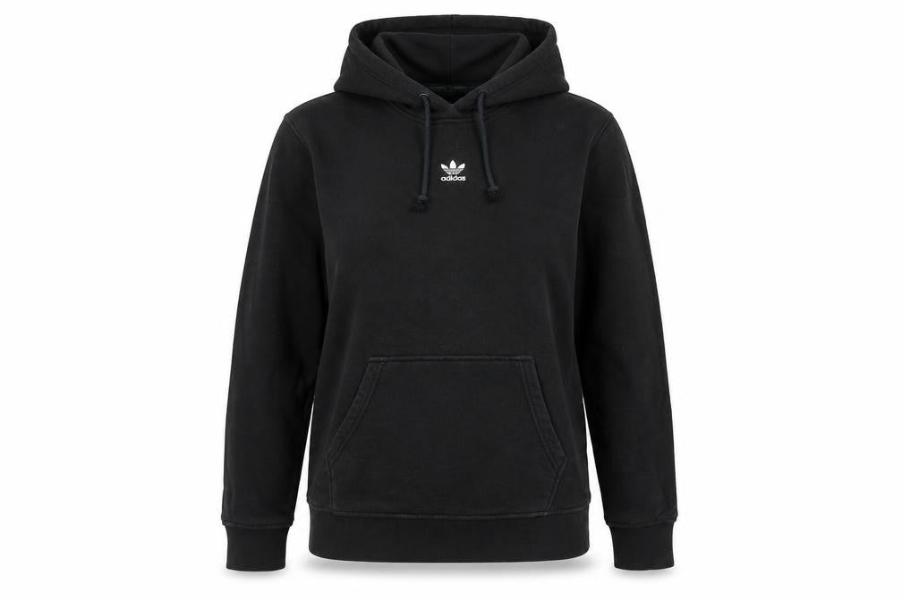 Front view of Adidas women’s black 10 pullover hoodie cotton hooded sweatshirt