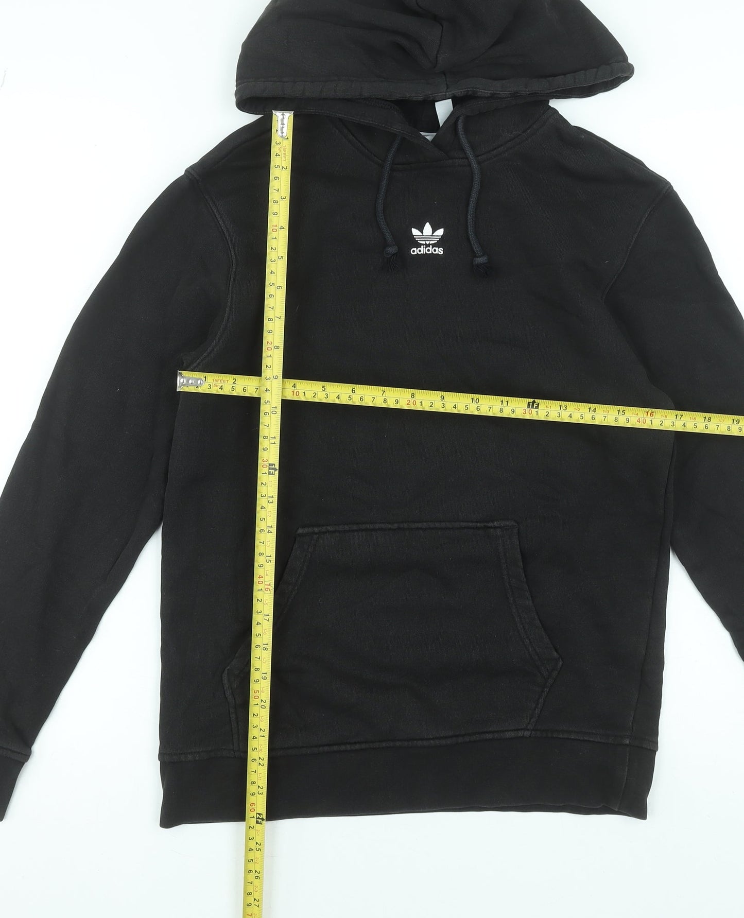 Adidas Womens Black 10 Pullover Hoodie Cotton Hooded Sweatshirt