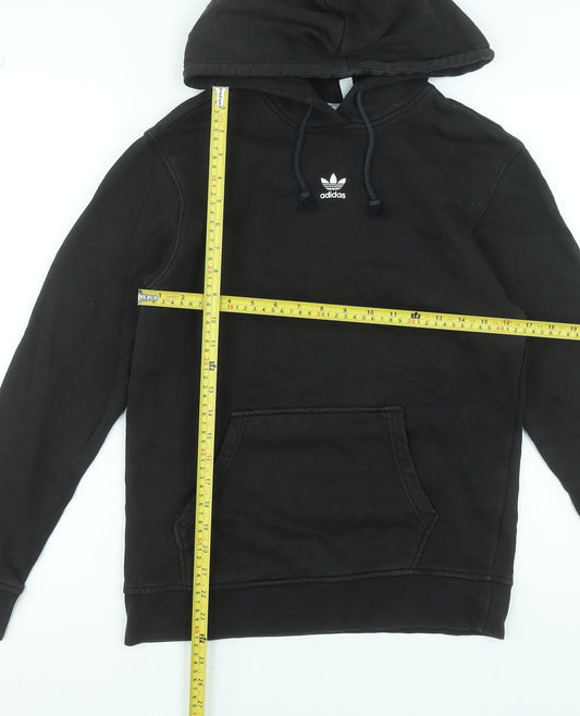 Adidas Womens Black 10 Pullover Hoodie Cotton Hooded Sweatshirt