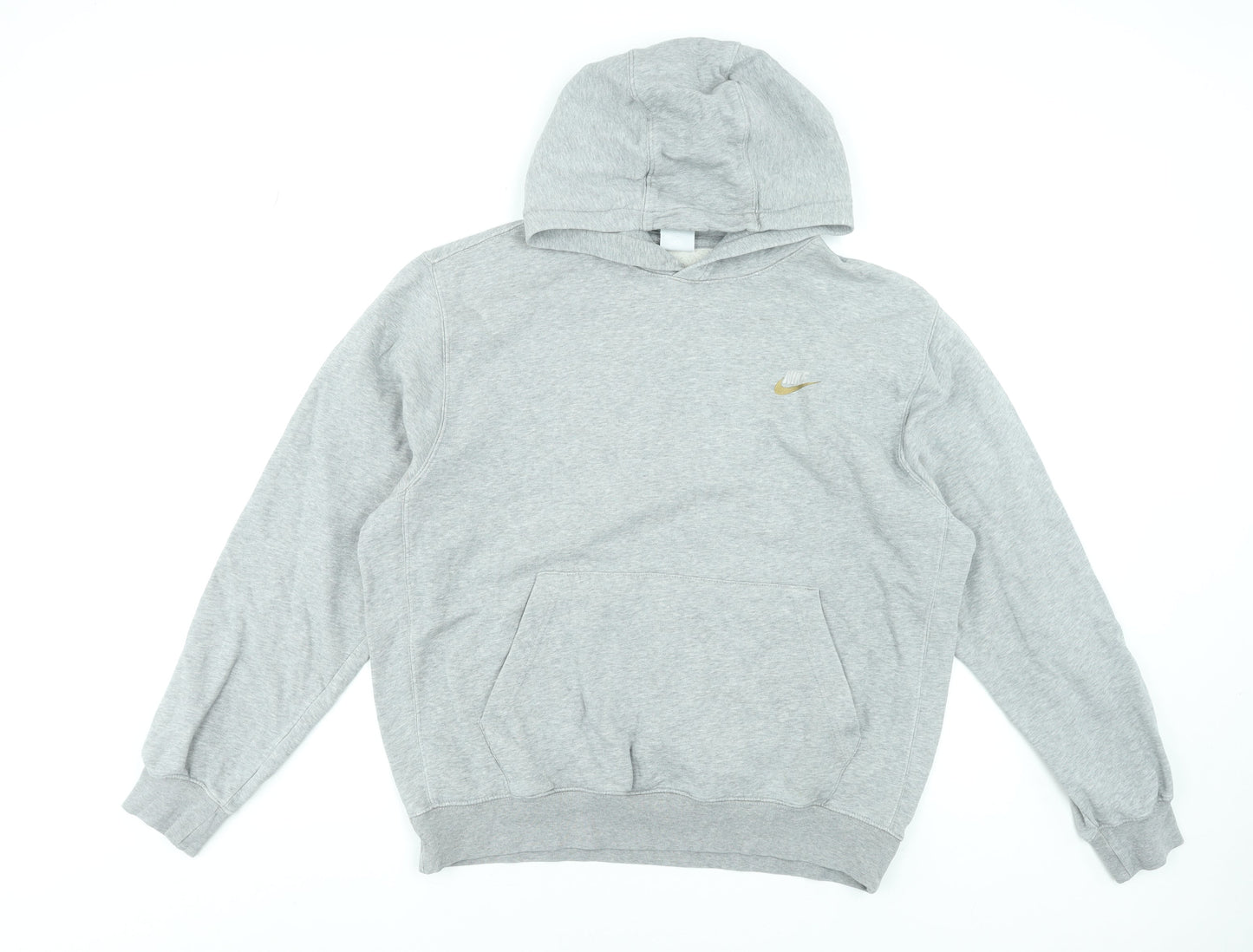 Nike Men's Grey Pullover Hoodie L Fleece Logo Sweatshirt