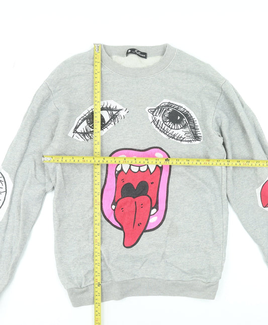 Influence Womens Grey Graphic Print Crew Neck Sweatshirt Size 12