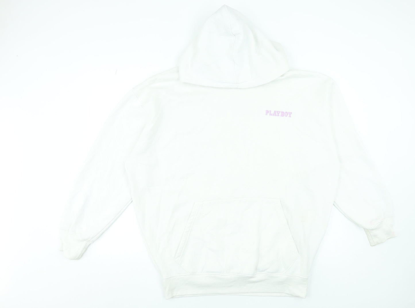 Playboy x Missguided White Oversized Hoodie Women Size 6 Graphic Print