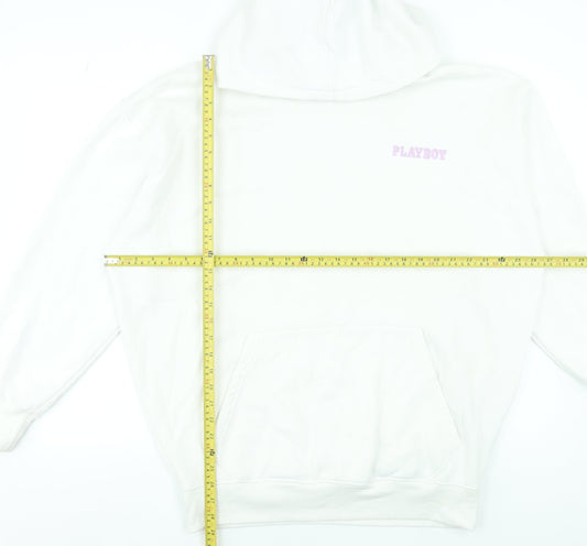 Playboy x Missguided White Oversized Hoodie Women Size 6 Graphic Print