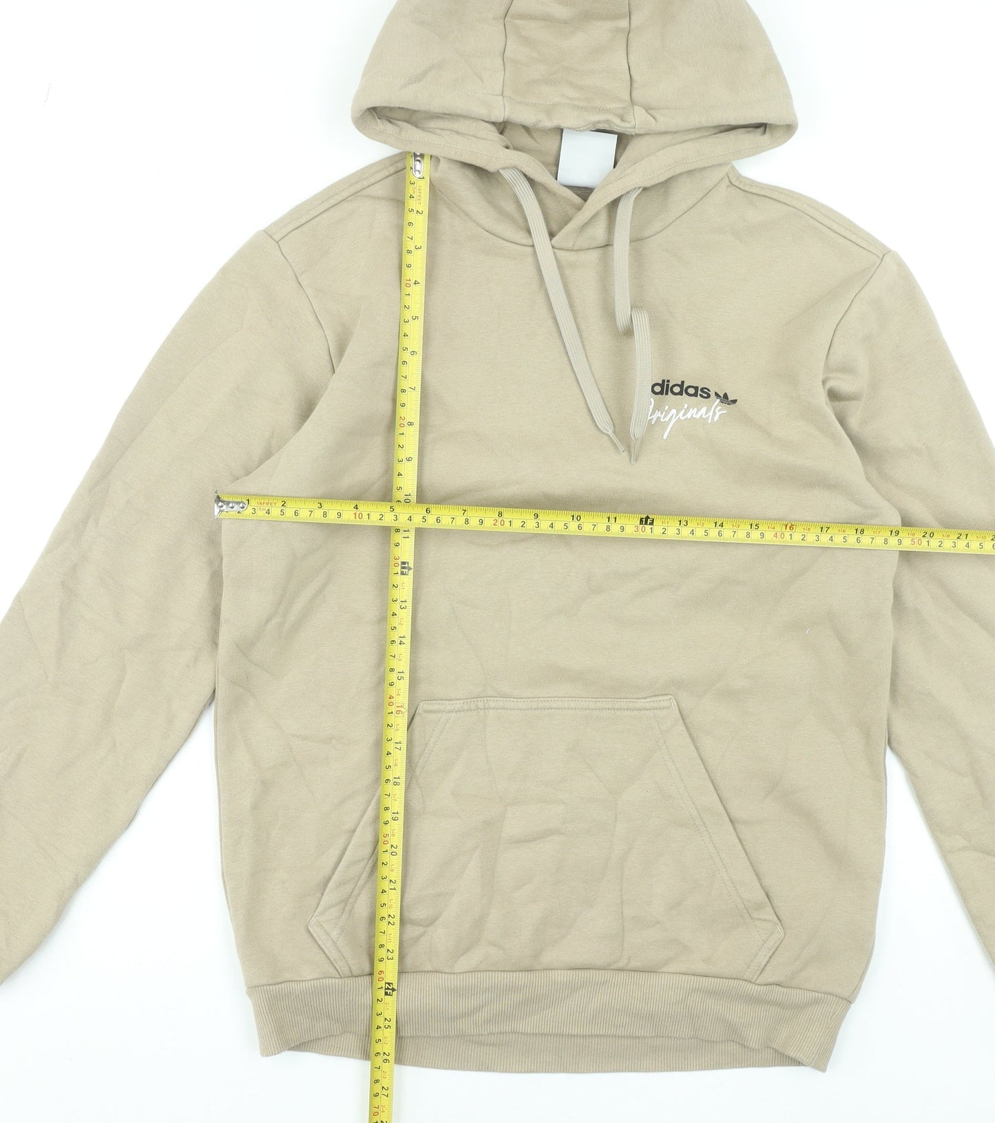 Adidas Originals Men's Beige Pullover Hoodie Size S Fleece Graphic