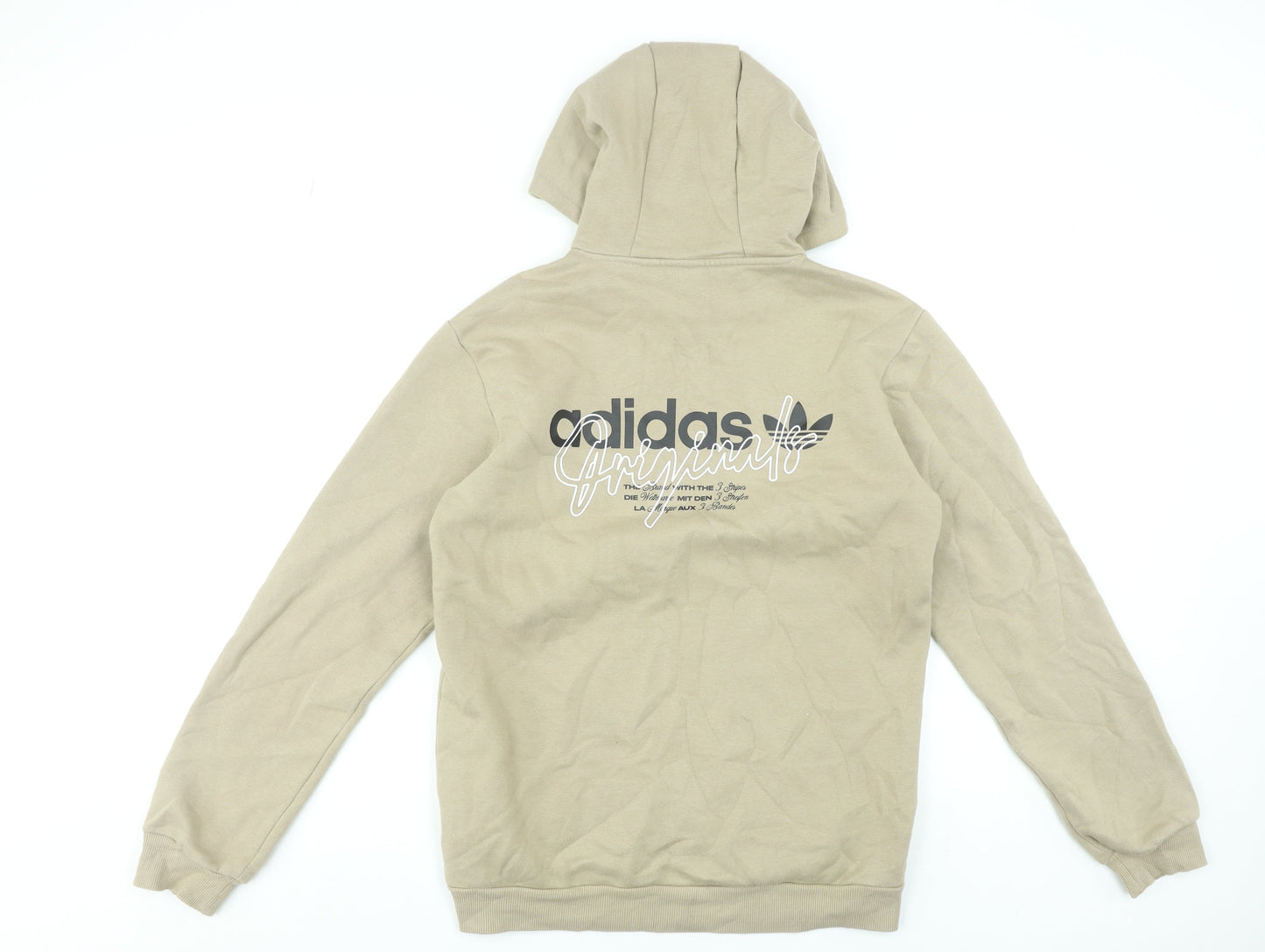 Adidas Originals Men's Beige Pullover Hoodie Size S Fleece Graphic
