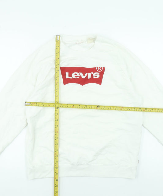 Levi's Women's White Logo Crew Neck Pullover Sweatshirt M
