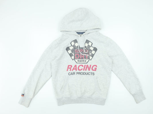 Superdry Mens Grey Racing Graphic Pullover Hoodie Size L