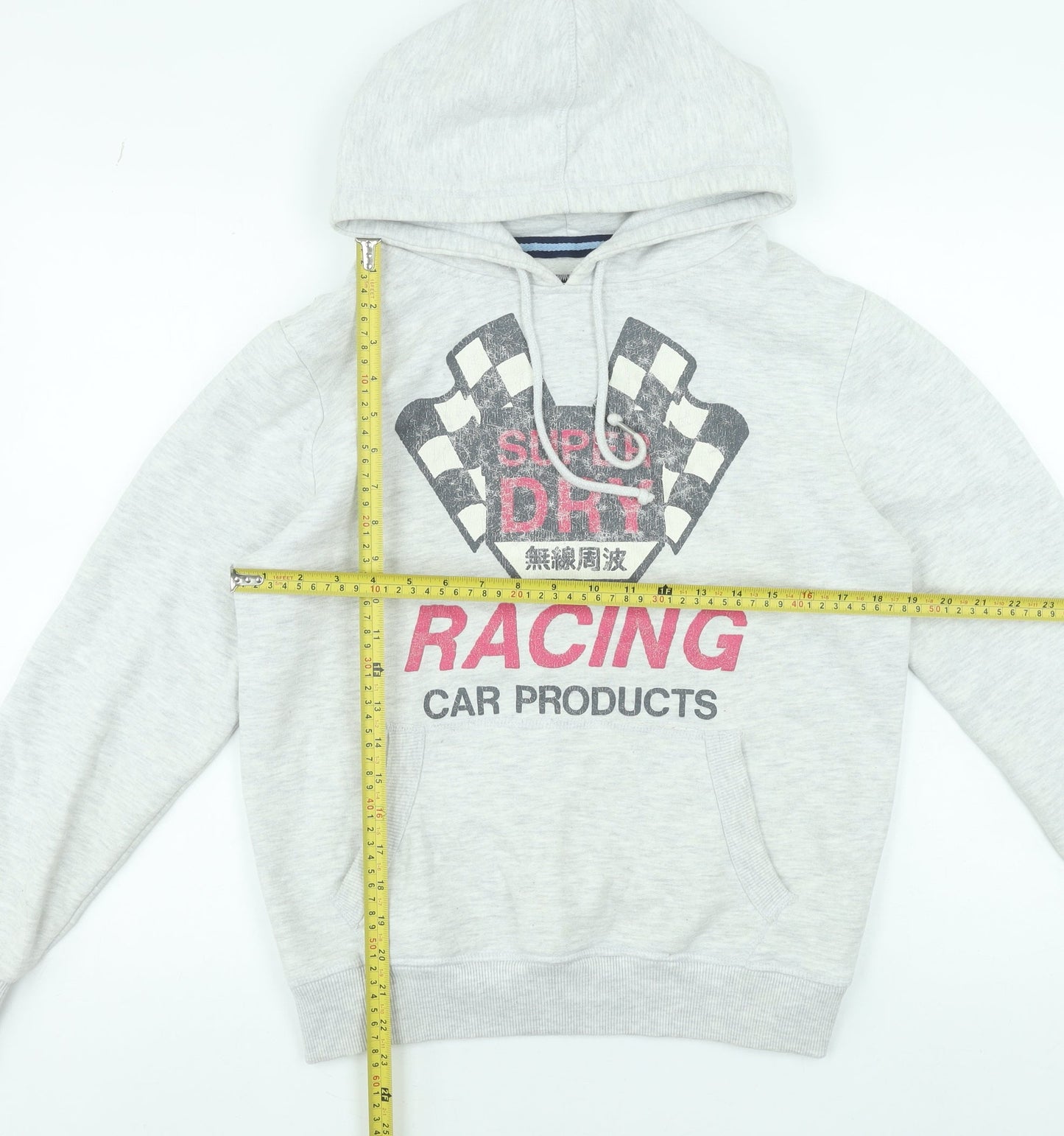 Superdry Mens Grey Racing Graphic Pullover Hoodie Size L