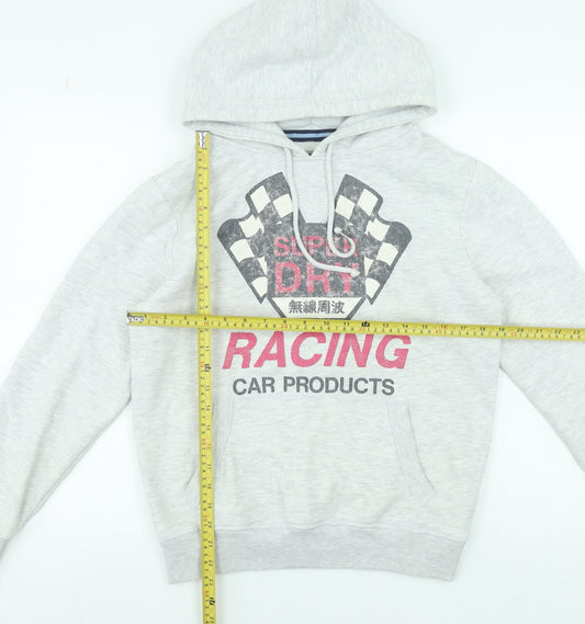 Superdry Mens Grey Racing Graphic Pullover Hoodie Size L