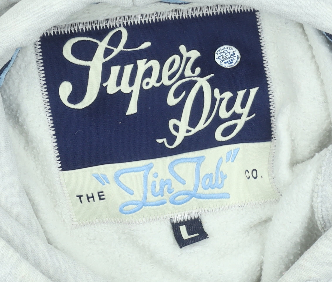 Superdry Mens Grey Racing Graphic Pullover Hoodie Size L