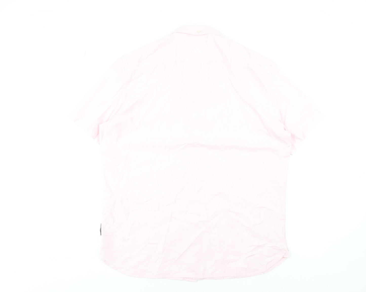 French Connection Men's Pink XL Button-Down Short Sleeve Cotton Shirt