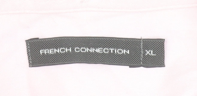 French Connection Men's Pink XL Button-Down Short Sleeve Cotton Shirt