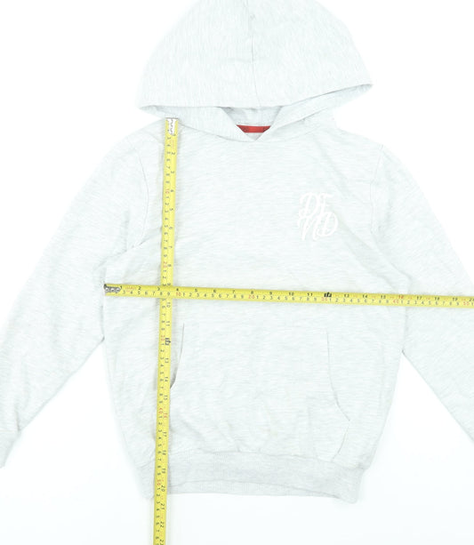 DFND Boys Grey Pullover Hoodie 11-12 Years Cotton Blend Logo Sweatshirt
