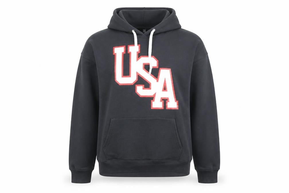 Primark Women's Black USA Pullover Hoodie Size L 14-16 Cotton Blend