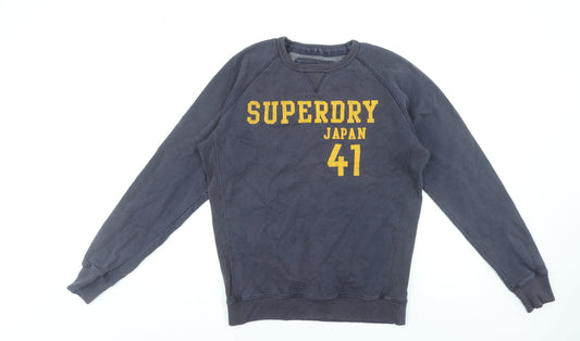Superdry Men's Blue Pullover Sweatshirt L Crew Neck Vintage Logo