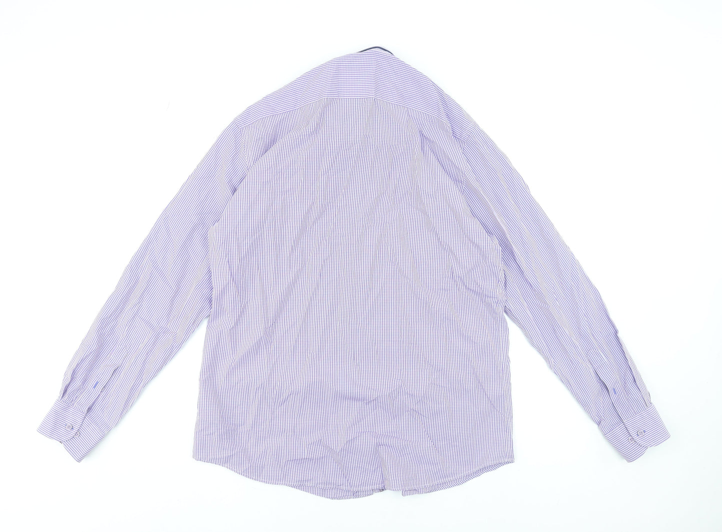 6th Sense Men's Purple Check Long Sleeve Egyptian Cotton Dress Shirt XL