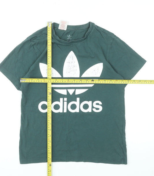 Adidas Girls Green Logo Short Sleeve Crew Neck Cotton T-Shirt 13-14 Years