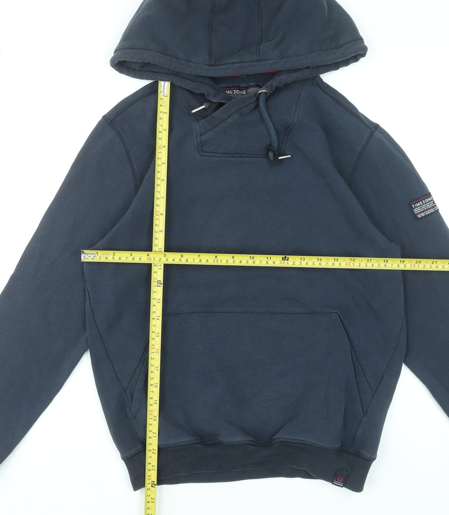 Timezone Men Blue Pullover Hoodie M Regular Fit Cotton Blend
