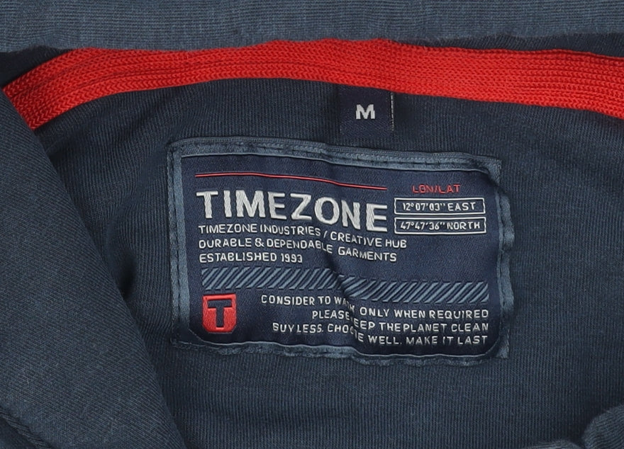 Timezone Men Blue Pullover Hoodie M Regular Fit Cotton Blend