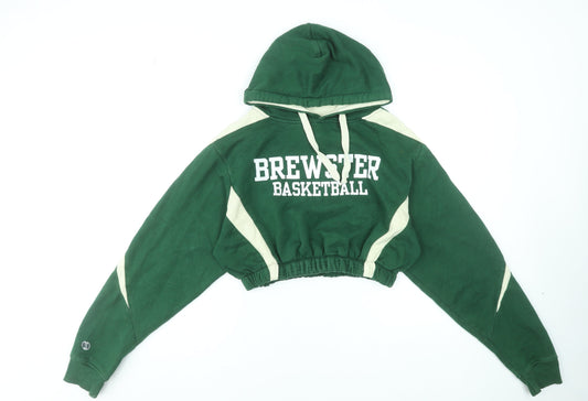 Holloway Womens Green Cropped Hoodie Brewster Basketball Medium