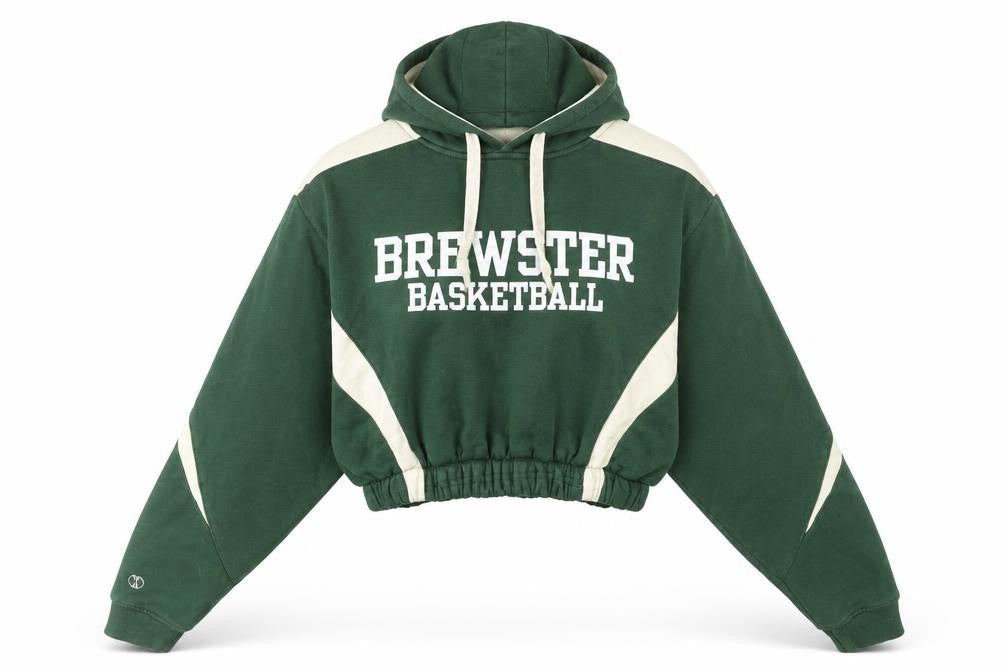 Holloway Womens Green Cropped Hoodie Brewster Basketball Medium