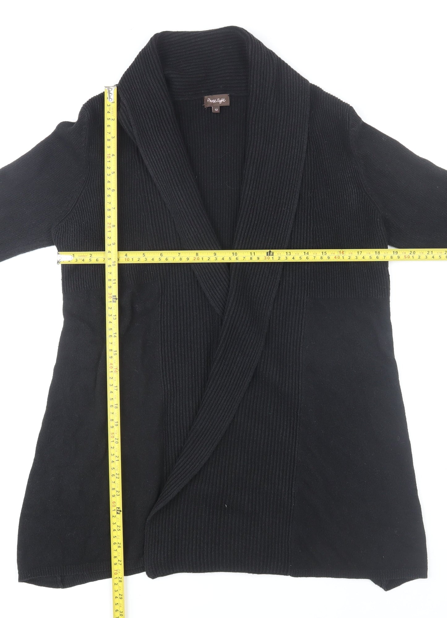 Phase Eight Womens Black Size 12 Long Sleeve Open Cardigan