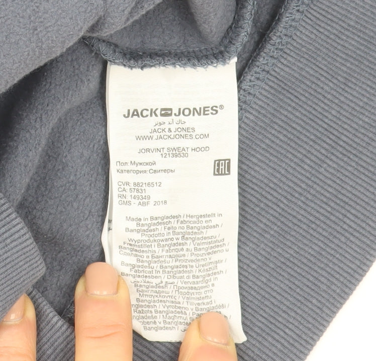 Mens UK M Regular JACK & JONES Blue Pullover Hoodie
