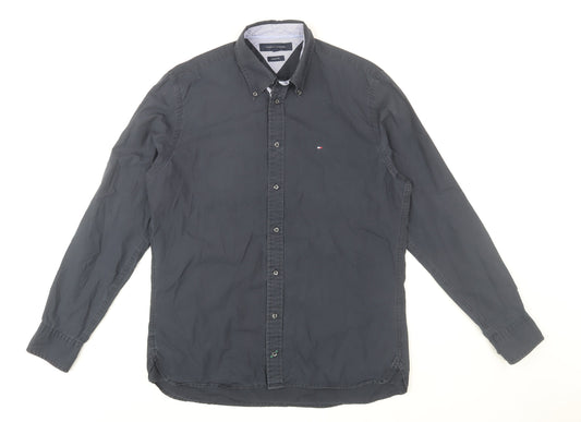 Tommy Hilfiger Men’s Blue Button-Down Classic Fit Cotton Shirt M