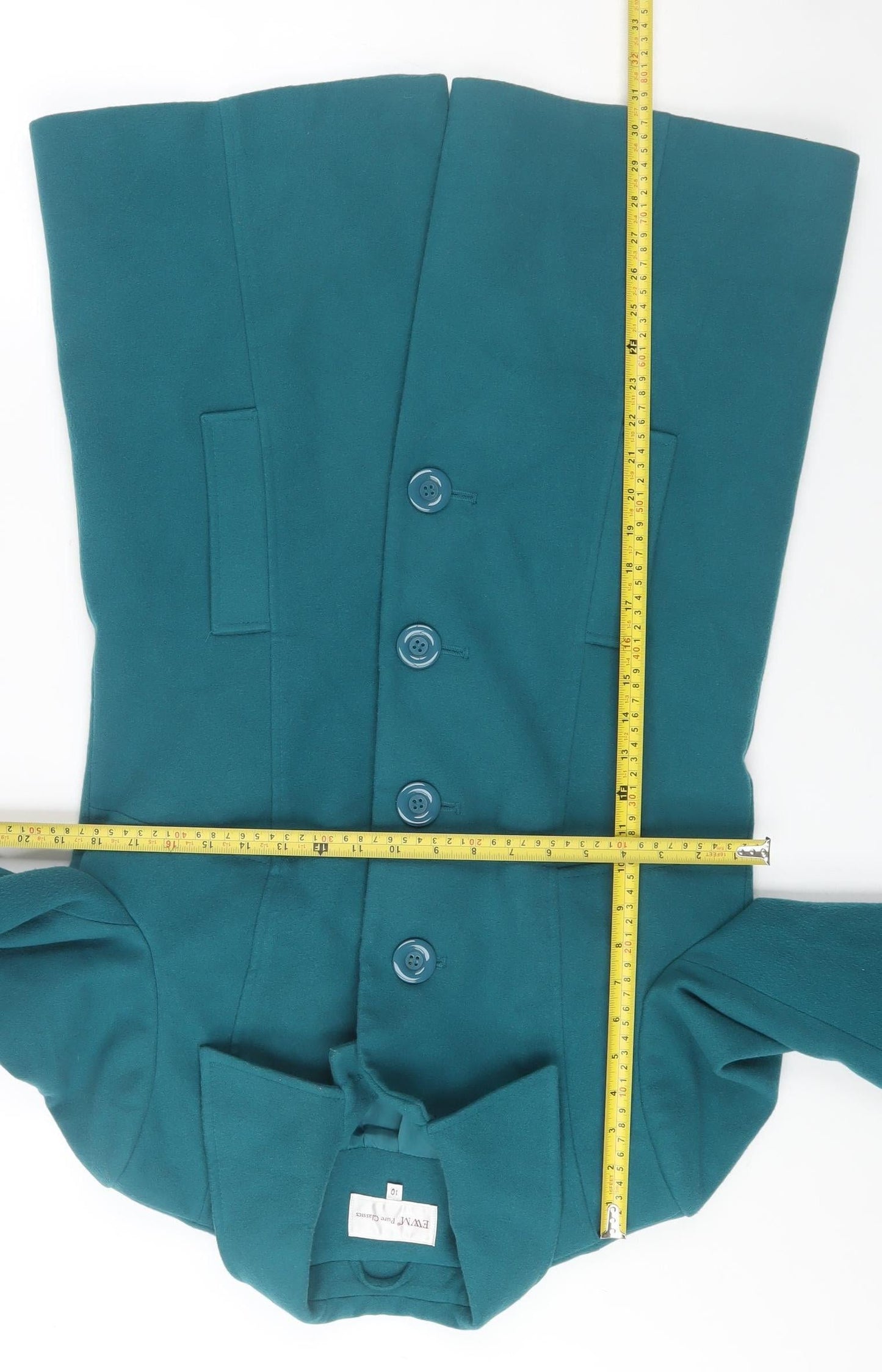 EWM Women’s Green Mid-Length Button Overcoat Size 10 Classic Style