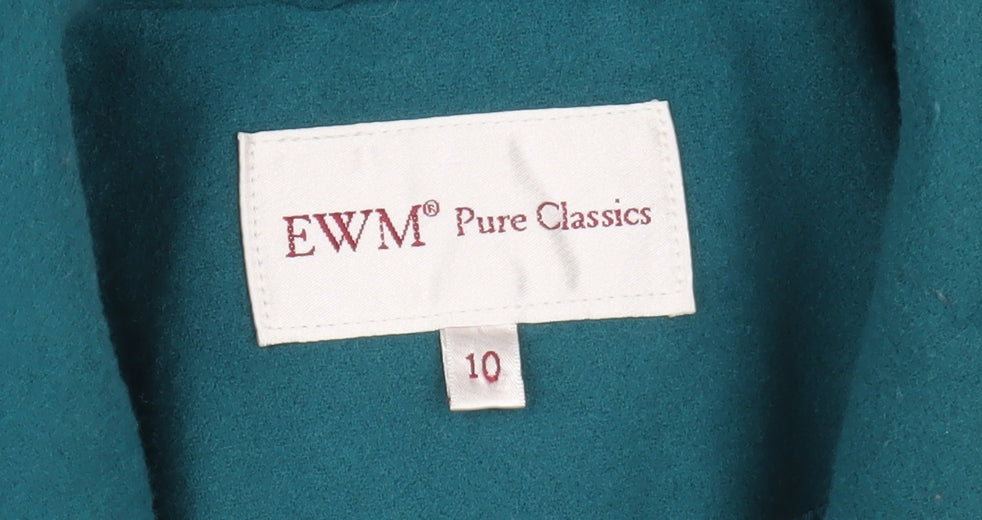 EWM Women’s Green Mid-Length Button Overcoat Size 10 Classic Style