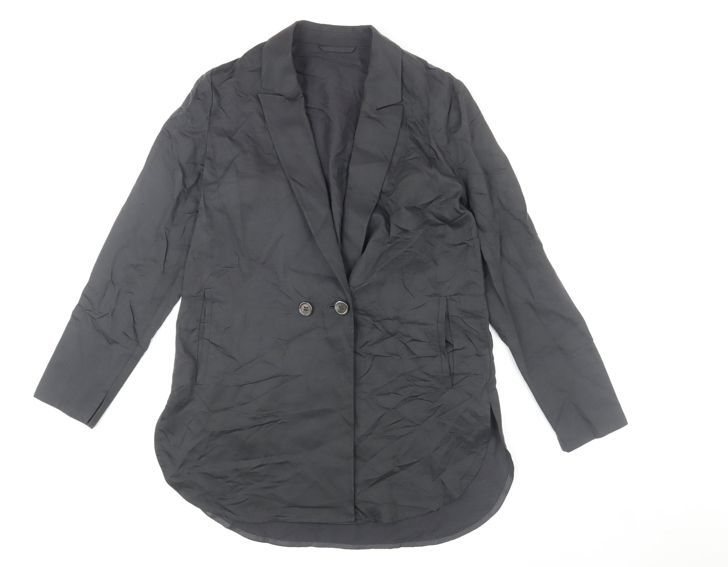Modern Rarity Women's Black Long Linen Blend Blazer Size 8